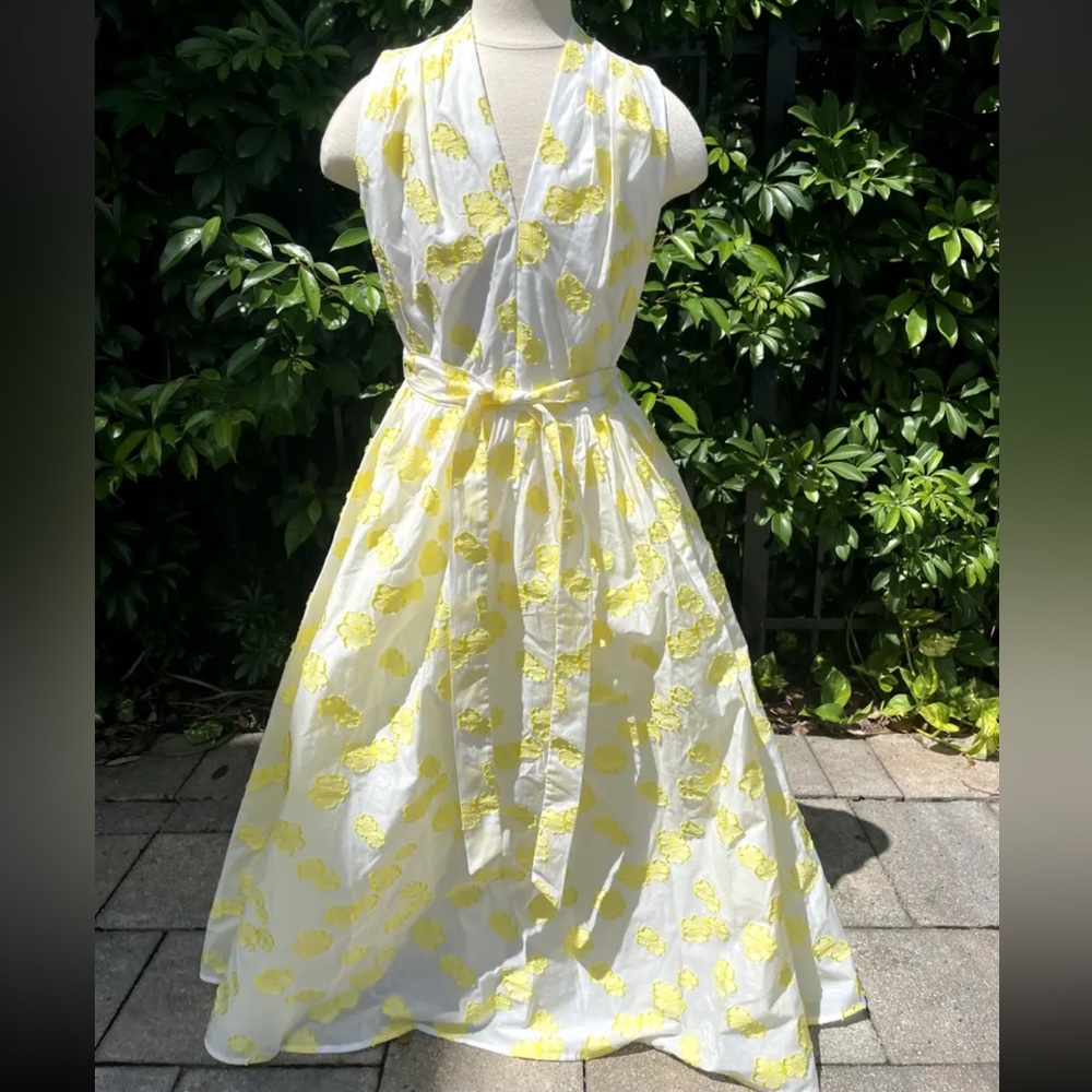 kate spade White and Yellow Floral Midi Dress